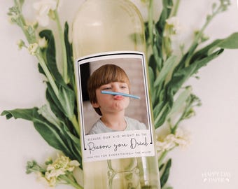 Teacher Wine Label • Funny Personalized Gift for Educator (Glossy Vinyl)