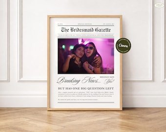 Bridesmaid Newspaper Canva Template • Flower Bouquet Wrap Digital Template