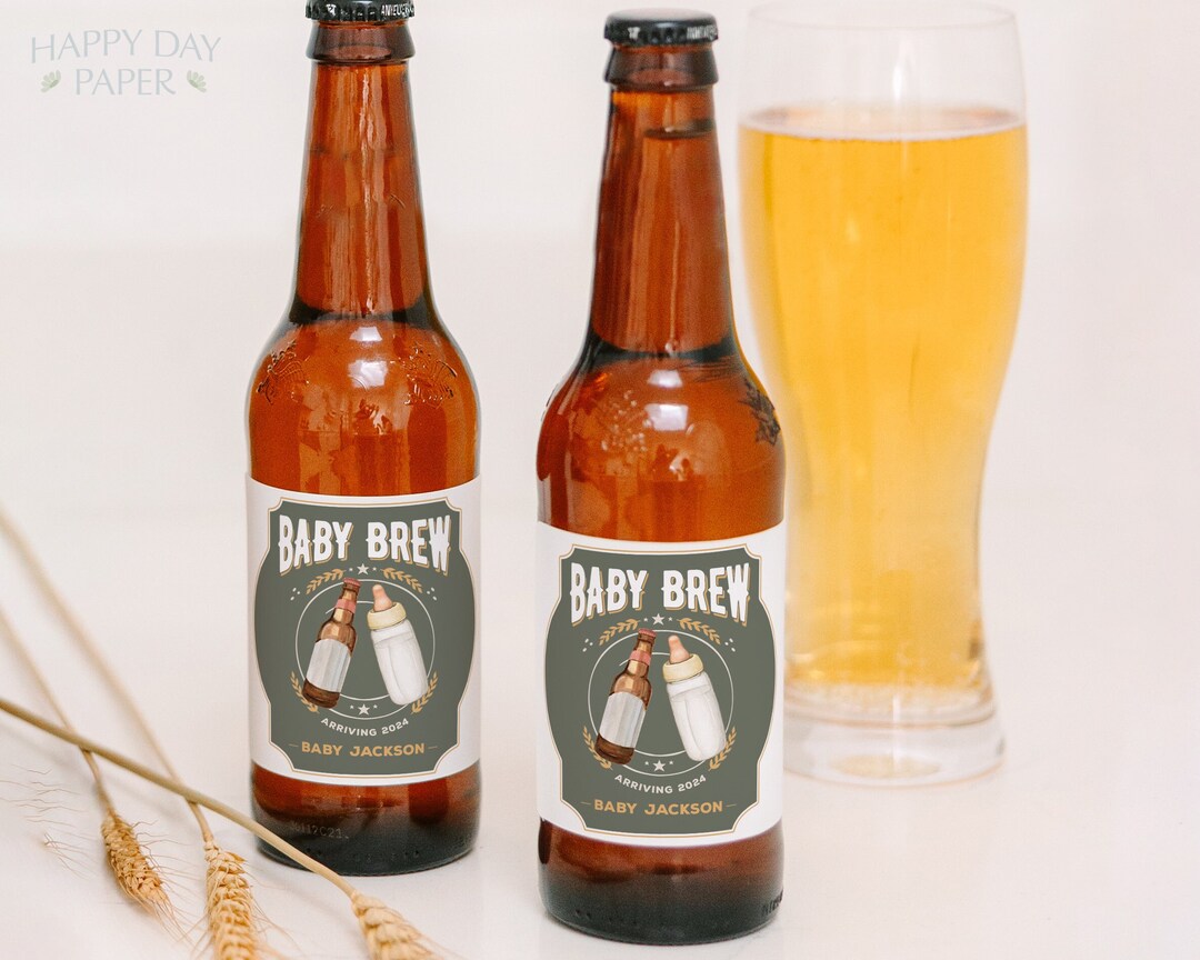 Printed Baby Brew Beer Bottle Label Pregnancy Announcement Baby Shower