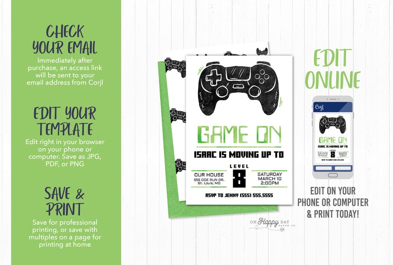 Printable Video Game Birthday Party Invitation Template Edit - Etsy