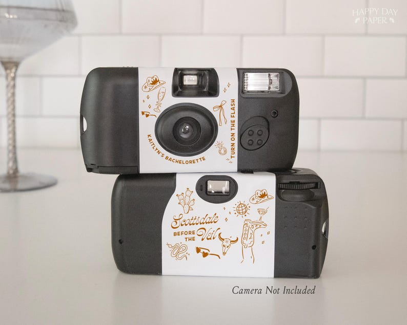Label for Disposable Camera • Country Western Theme • Scottsdale Before the Veil Bachelorette Party Favors image 1