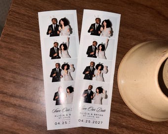Photo Strip Save The Date • Printed Vintage Style PhotoBooth Strips