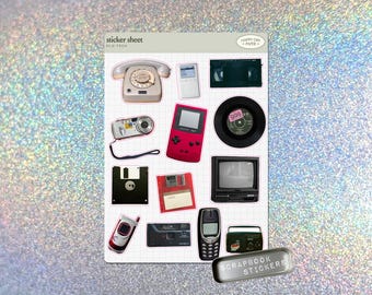 Scrapbook Sticker Sheet • Old Technology Stickers for Junk Journal or Planner