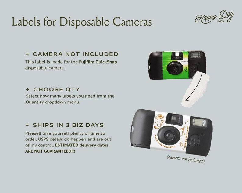Label for Disposable Camera • Country Western Theme • Scottsdale Before the Veil Bachelorette Party Favors image 2
