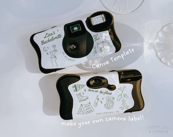 Camping Disposable Camera Label Template: DIY Camera Wrap (Canva Digital Download)