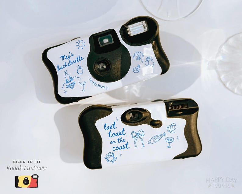 Bachelorette Party Camera Wrap • Last Toast On The Coast Design (Label Only) Kodak FunSaver