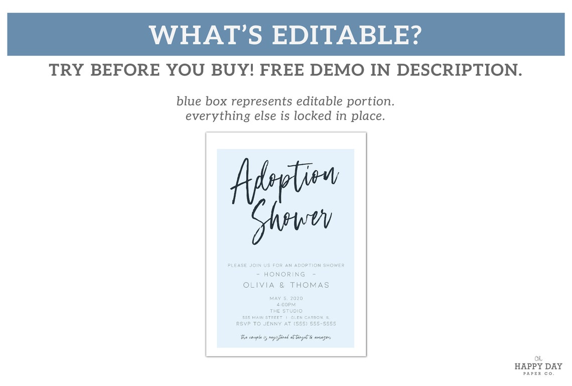 Printable Adoption Shower Invitation Edit Yourself Online - Etsy