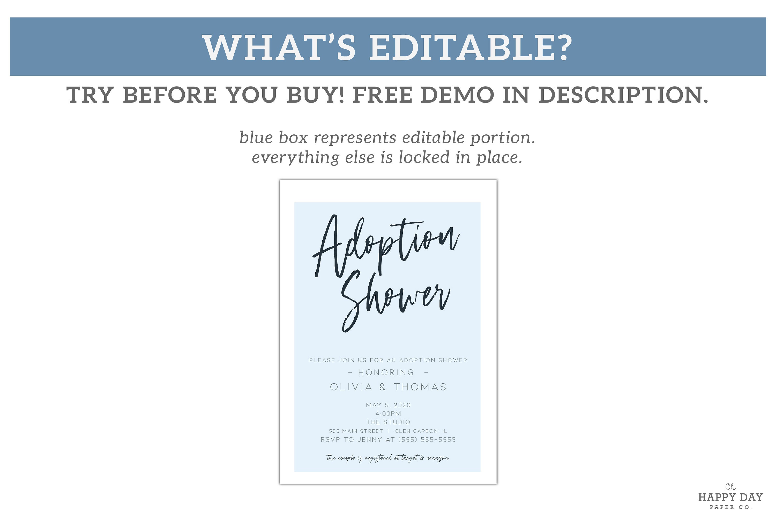 Printable Adoption Shower Invitation Edit Yourself Online - Etsy