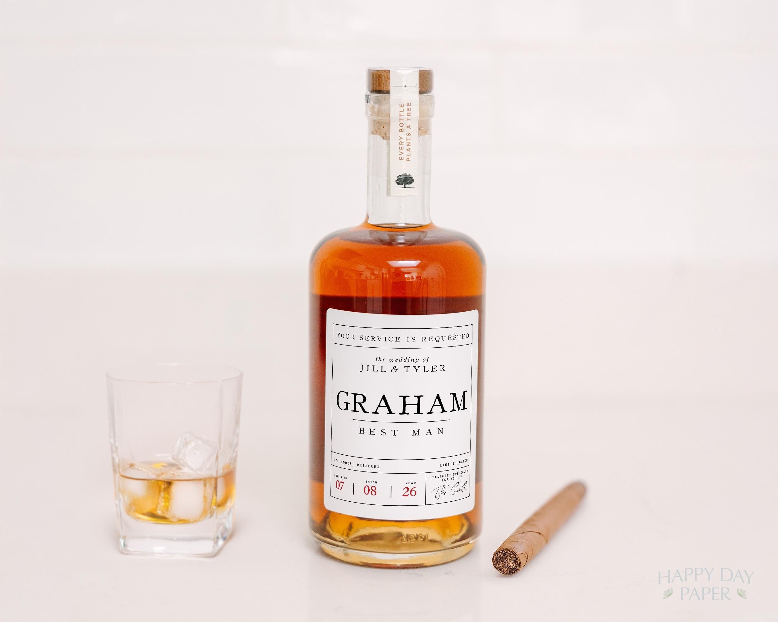 Groomsmen Whiskey Bottle Label • Custom Bottle Label Vodka Whisky Bourbon • Will You Be Best Man or Groomsman Gift Wedding Party Proposal