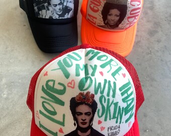 Frida Kahlo Handmade Art  Trucker Hat