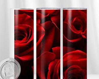 Valentine’s Day Tumbler, Personalized Tumbler, Romantic Tumbler, Valentine's Day Gifts, 20oz Tumblers, Red Rose Tumbler, Name Tumbler