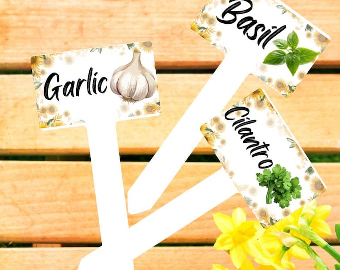 Sublimated Herb Garden Marker s, Planter Labels, Plant tags, Planter Gifts, Ground Herb Stakes, Herb Garden, Outdoor Plant Stakes
