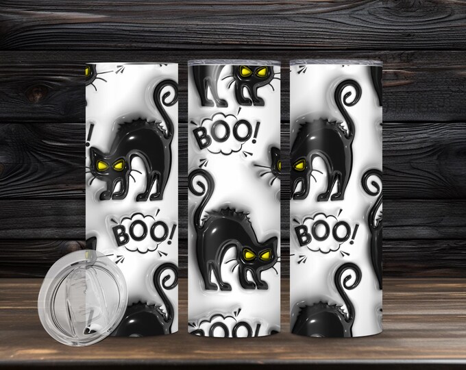 3D Black Cat Tumbler