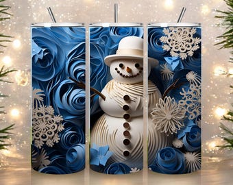 3D Snowman Tumbler, Winter Tumbler, Winter Scene Tumbler, Snow Tumbler, Snowman Cup, Tumbler with Snowman, Winter Drinkware