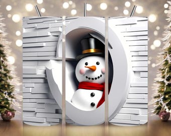 3D Snowman Tumbler, Winter Tumbler, Winter Scene Tumbler, Snow Tumbler, Snowman Cup, Tumbler with Snowman, Winter Drinkware