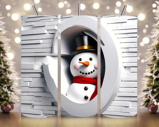 3D Snowman Tumbler, Winter Tumbler, Winter Scene Tumbler, Snow Tumbler, Snowman Cup, Tumbler with Snowman, Winter Drinkware