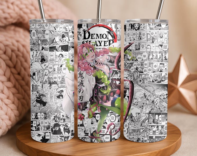 Demon Slayer Anime Tumbler Gifts Custom 20oz Skinny tumbler, Mitsuri Kanroji, Anime tumble, cosplay accessory, Anime fan gift