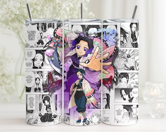 Demon Slayer Anime Tumbler Gifts Custom 20oz Skinny tumbler, Shinobu Kocho, Anime tumbler, cosplay accessory, Anime fan gift