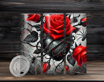 Gothic Heart Rose Halloween Tumbler