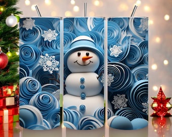 Snowman Tumbler, Winter Tumbler, Winter Scene Tumbler, Snow Tumbler, Snowman Cup, Tumbler with Snowman, Winter Drinkware