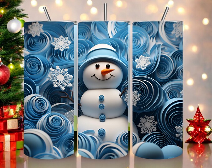 Snowman Tumbler, Winter Tumbler, Winter Scene Tumbler, Snow Tumbler, Snowman Cup, Tumbler with Snowman, Winter Drinkware