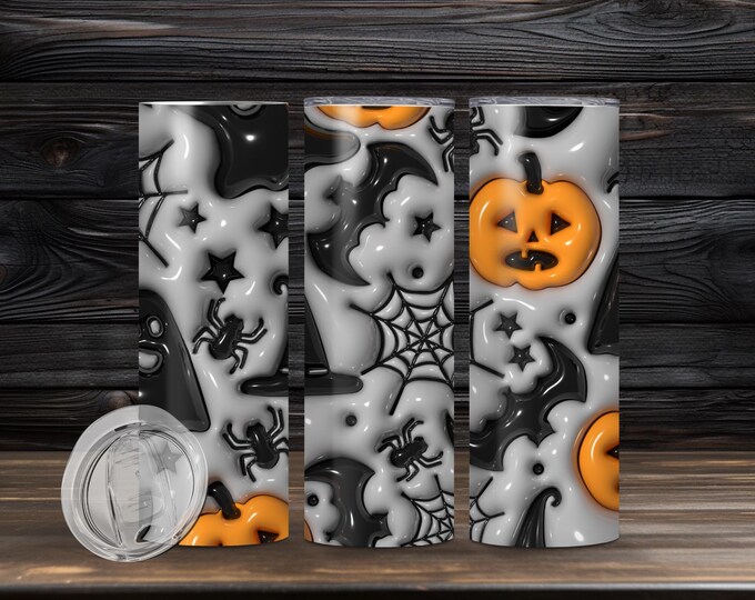 3D Grey Spooky Tumbler