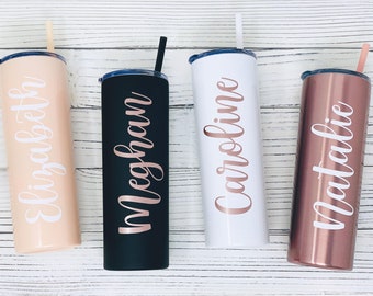 Personalized Skinny Tumbler, Bridesmaid Gift, Bridal Party Gift, Bridesmaid Proposal, Stainless Steel Tumbler