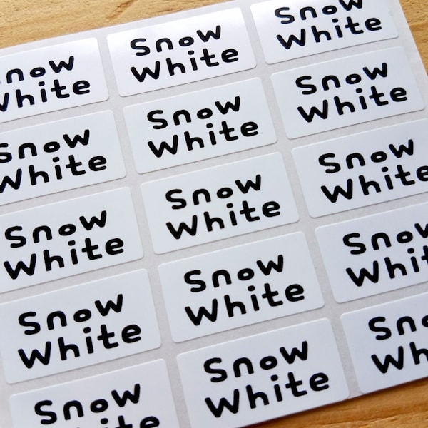 Medium Glossy White -Waterproof Name Stickers- Daycare Labels- School Labels Hanprinting