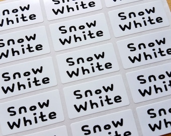 Medium Glossy White -Waterproof Name Stickers- Daycare Labels- School Labels Hanprinting