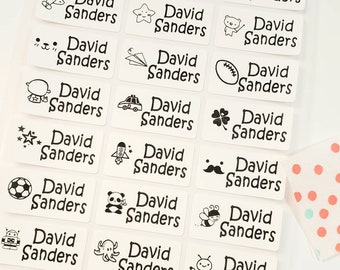 Boy's Iron On Clothing Labels: White Fabric Name Tags, Sew-On Option