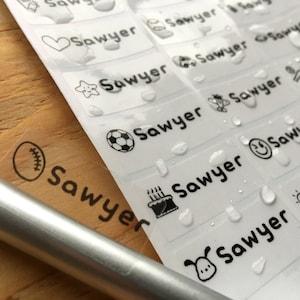 2 Namensaufkleber für Schulkinder & Kita - Medium Clear Transparent Wasserdicht Namensaufkleber Hanprinting