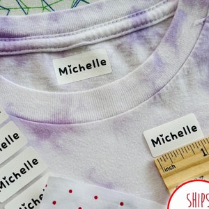 24 étiquettes thermocollantes blanches pour vêtements et tissus - étiquettes thermocollantes de taille moyenne - étiquette à coudre à coudre - étiquette de nom de vêtement hanprinting