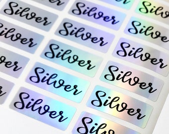 Silver Hologram Waterproof Name Stickers- Daycare Labels- Kids labels- Small size-  Customized Labels-Stickers Hanprinting