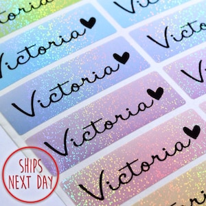 Glitter Rainbow Waterproof Long Name Stickers for Kids & Daycare labels- Personalized Customized Labels- back to school tag Hanprinting