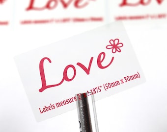 X-Large Waterproof Name Stickers: Red Ink Clear Labels (50mm x 30mm)