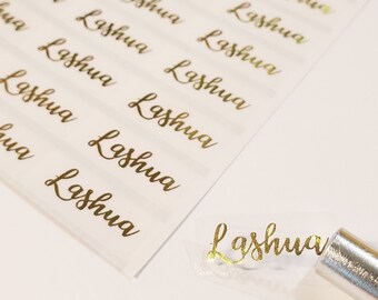 GOLD Ink on Clear Waterproof Name Stickers- Daycare Labels-Small-sized Clear Kids labels- Small Size- Customized Labels- hanprinting