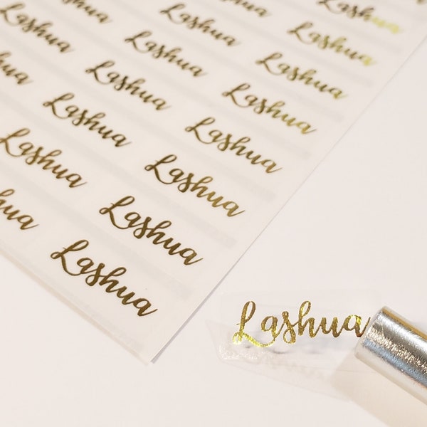 GOLD Ink on Clear Waterproof Name Stickers- Daycare Labels-Small-sized Clear Kids labels- Small Size- Customized Labels- hanprinting