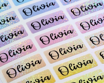 Glitter Rainbow Waterproof Name Stickers- Daycare Labels- Print Kids labels- Small Size- Customized Labels- Hanprinting