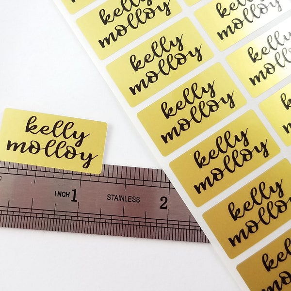 Metallic Gold Medium Waterproof Name Stickers- Daycare Labels- School Labels hanprinting