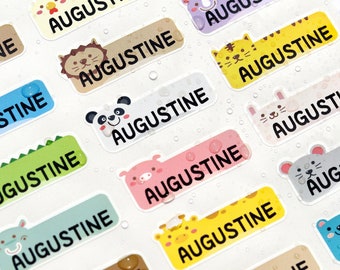 Cute Animal Small Waterproof Name Stickers- Daycare Labels- School labels -Animal Design Kids labels- Name Stickers HanPrinting