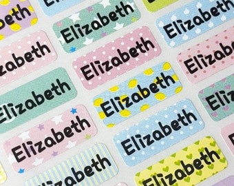 Pastel Pattern Waterproof Name Stickers- Daycare Labels- Kids labels- Small Size- Customized Labels- Hanprinting