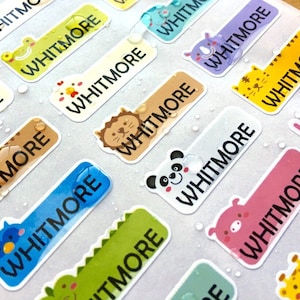 Cute Animal Small Waterproof Name Stickers for Kids & Daycare- Custom Dishwasher Safe School labels Animal Design label Stickers HanPrinting