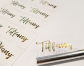 30 GOLD INK Large CLEAR Waterproof Name Stickers with Precious Gold Ink- Daycare Labels- School Labels- Large Rectangle Hanprinting