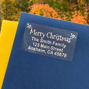 Merry Christmas Return Address Labels: Waterproof Holiday Card Labels