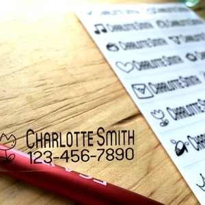 Clear Waterproof Name Stickers with Girl Images: Personalized School & Daycare Labels