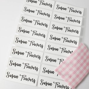 16 Long Size White Fabric Labels for Clothing Fabrics and Textiles Iron On Labels - Sew-on Sewing label - Cloth Label - Hanprinting