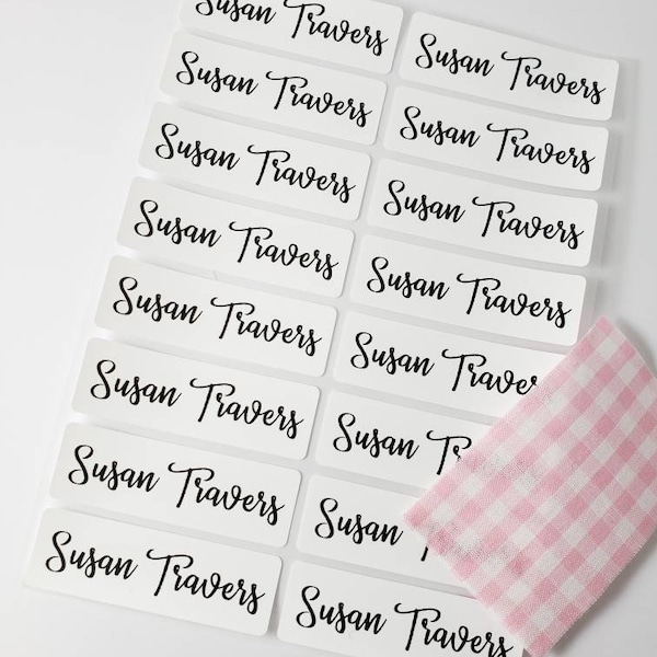 16 Long Size White Fabric Labels Clothing Label - Iron On Labels - Sew on Sewing label - Cloth Label - Kids Labels Hanprinting