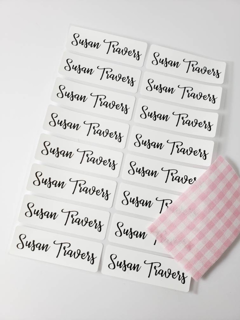 16 Long Size White Fabric Labels Clothing Label - Iron On Labels - Sew on Sewing label - Cloth Label - Kids Labels Hanprinting 