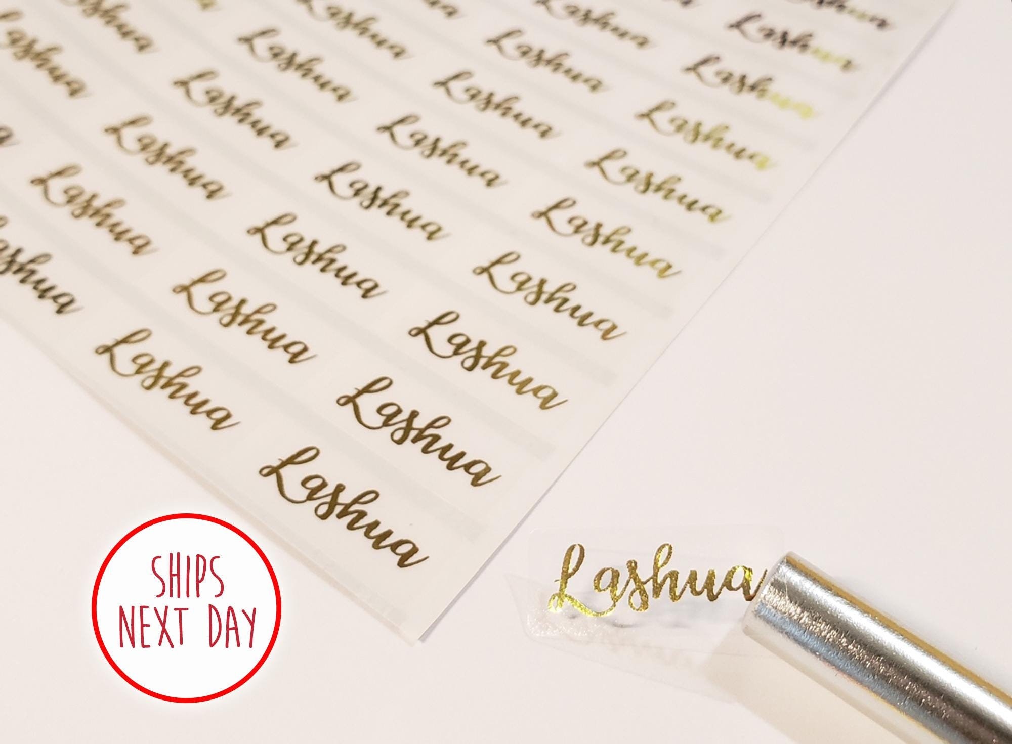 Gold Ink Waterproof Name Stickers: Clear Kids Labels