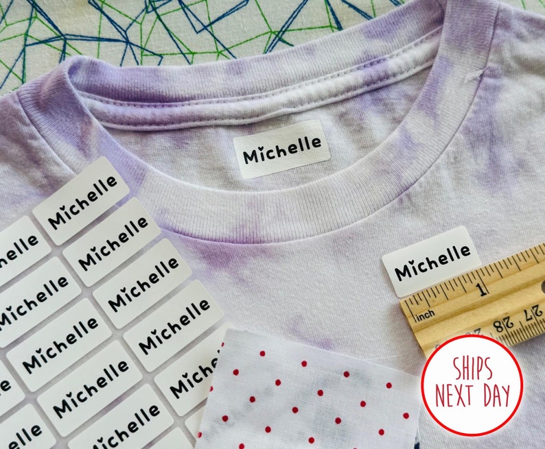 White Iron On Labels for Clothing & Fabric  Medium Size Iron On Labels - Sew on Sewing label - Clothing Label name tag hanprinting